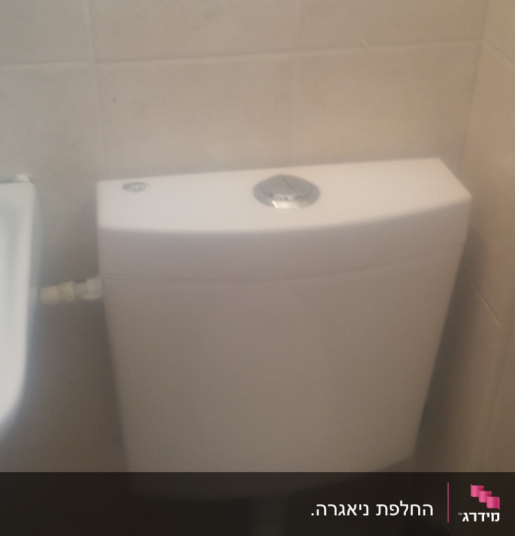 ניאגרה לבנה עם כפתור הדחה עגול